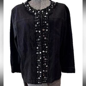 🆕Ruby Rd ladies embellished black jean jacket style-Embellished-NWT-size 18
